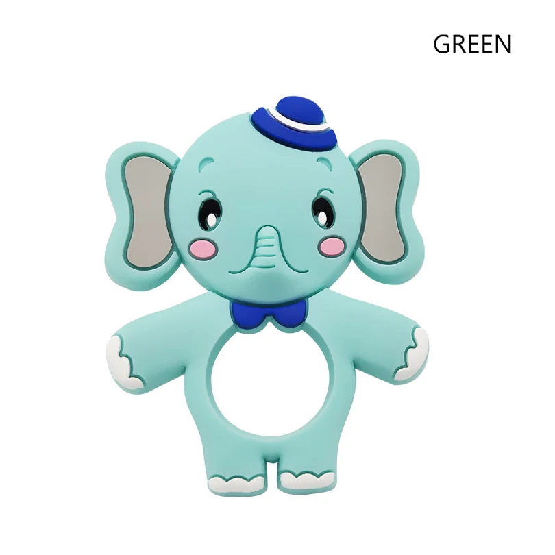 10pcs Green Elephant 10 шт. слон Силиконовые Прорезыватели для зубов милые животные кулон в виде игрушки для режущихся зубов Цепочки и ожерелья DIY ручной работы жевательные подвески ребенка режутся зубы подарок игрушки, не содержащие БИСФЕНОЛ - Цвет: 10pcs Green Elephant