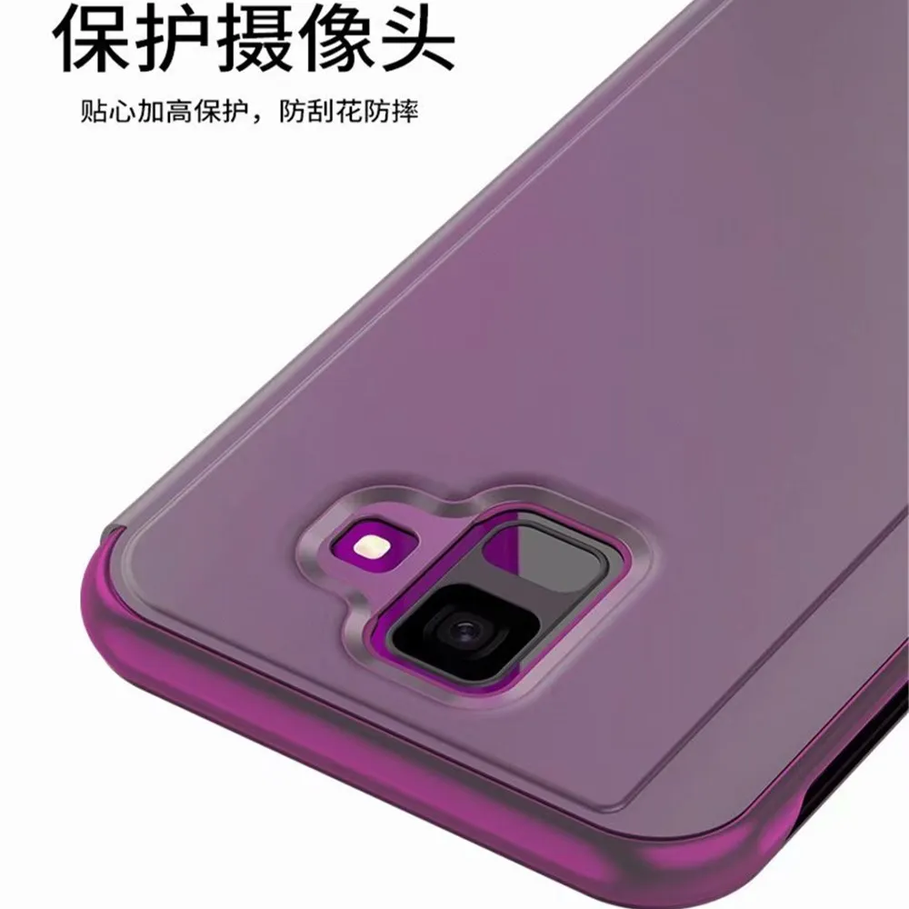 Флип-чехол для samsung J4, J6, J8,, кожаный прозрачный зеркальный чехол с подставкой для Galaxy A9, Star lite, A5, A6, A7, A8 Plus, J7, Duo, Note 9