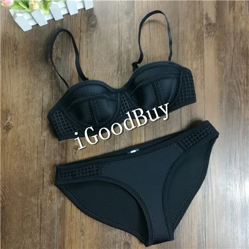 Black Mesh Брендовый неопреновый купальник пуш-ап с бретельками, высококачественный неопреновый купальник, Женский треугольный купальник с сеткой, размер xs-l - Цвет: Black Mesh