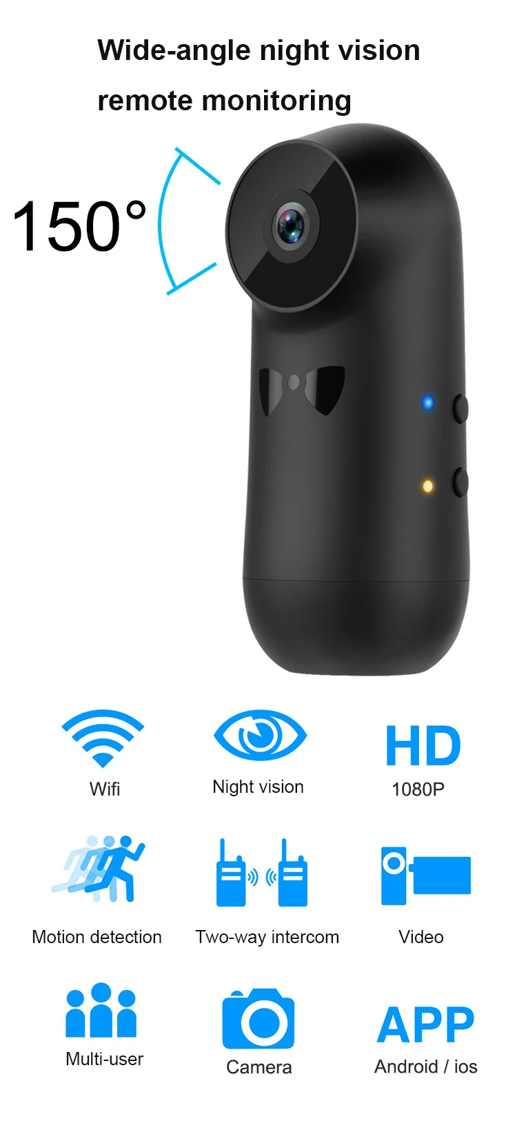 Микро WiFi камера видеокамера 1080P широкоугольный объектив экшн ночное видение маленький рекордер мини видеокамера Поддержка 128 ГБ TF Карта