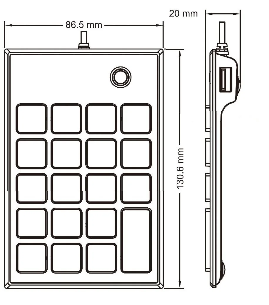 Perixx PERIPAD-202H USB Wired Numeric Keypad With Hubs Mini External Number Keyboard Dual Interface Large Buttons | Компьютеры и офис