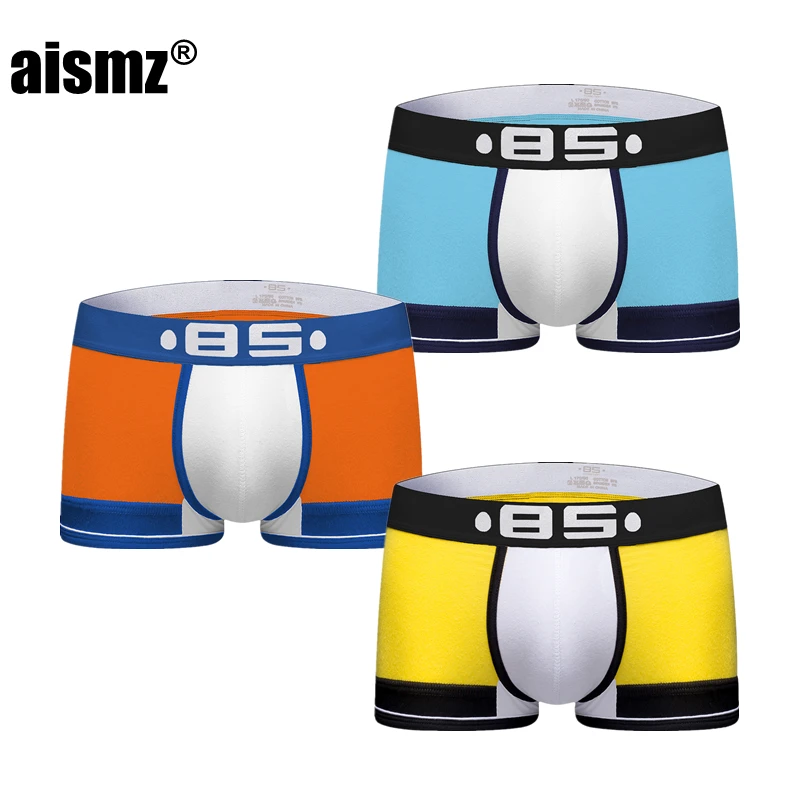 Aismz 3Pcs Lot Men Boxer Underwear Cotton Soft Cueca Male Panties Sexy Slip Hip Pouch Boxershorts Cuecas cueca masculina | Мужская