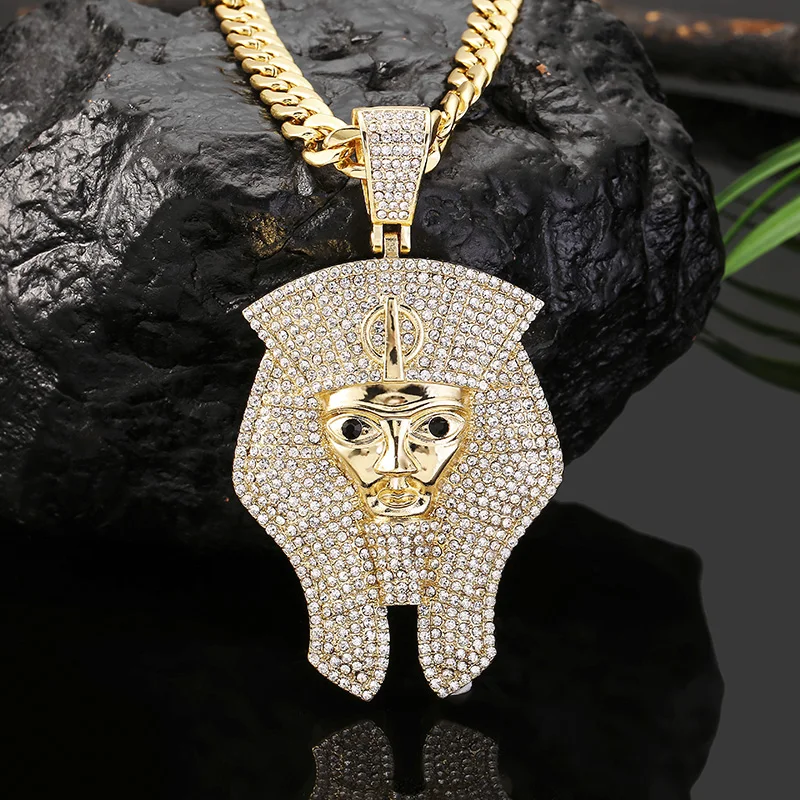 Ожерелье с подвеской в форме головы Фараона ожерелье из блестящего кристалла