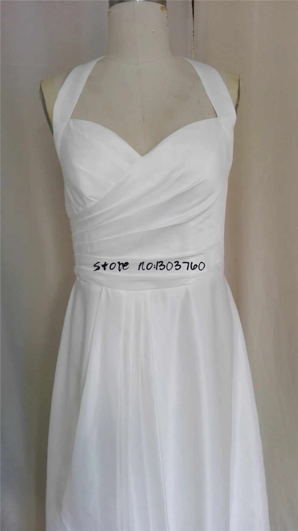 Vestidos De Novia 2017 без рукавов с лямкой на шее развертки поезд молния А-силуэт Низкая