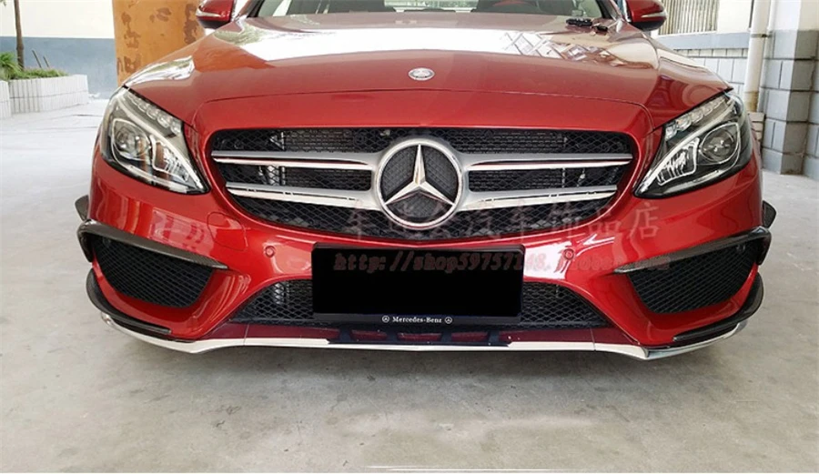 Передний спойлер для губ из углеродного волокна Mercedes Benz W205 C180 C200 C260 C300 C350 C63 AMG
