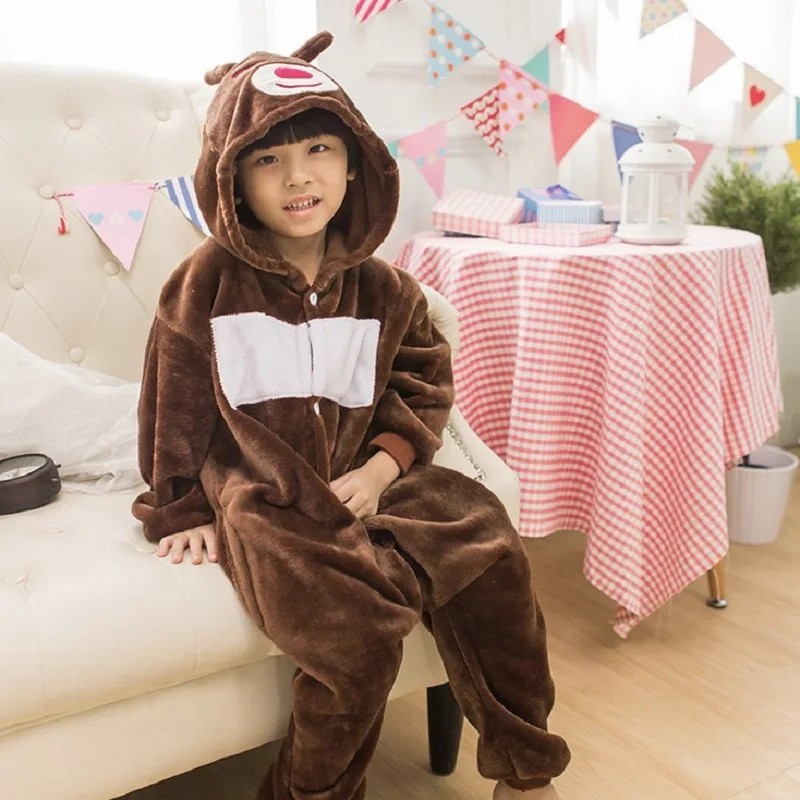 Пижама детская фланелевая в виде медведя унисекс|cosplay costume|baby cosplay costumesbaby |