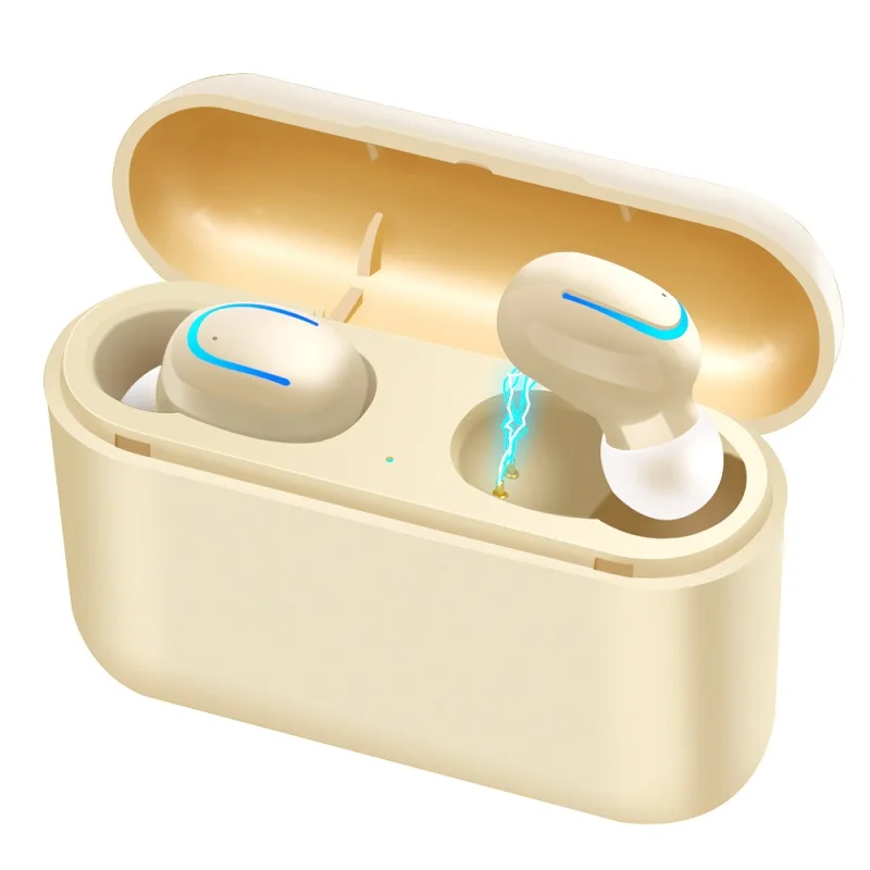 brown earphone TOPROAD Mini TWS Bluetooth 5,0 Наушники Беспроводные водонепроницаемые стерео спортивные наушники гарнитура с внешним аккумулятором - Цвет: brown earphone