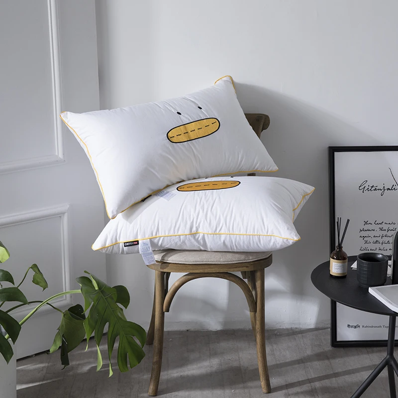 ADQKCLY Cute Duck Pattern Neck Pillow 100% Cotton Fabric Softness Cushion for Bedroom Adults 48*74cm Easy Washable 1PC | Дом и сад