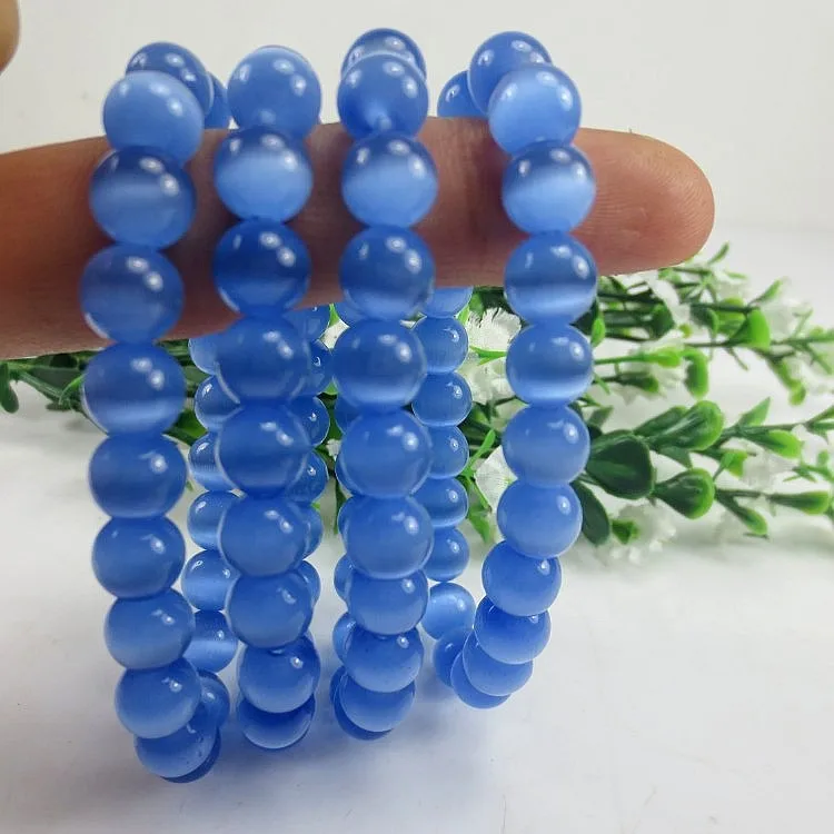 Новинка средний темно синий опал бусины кошачий глаз стрейчевый женский