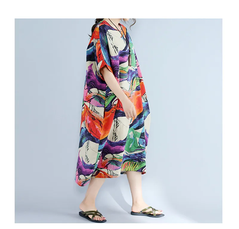 Yesno f07 Для женщин Свободные мешковатые платье 100% хлопок Повседневное Boho пляж