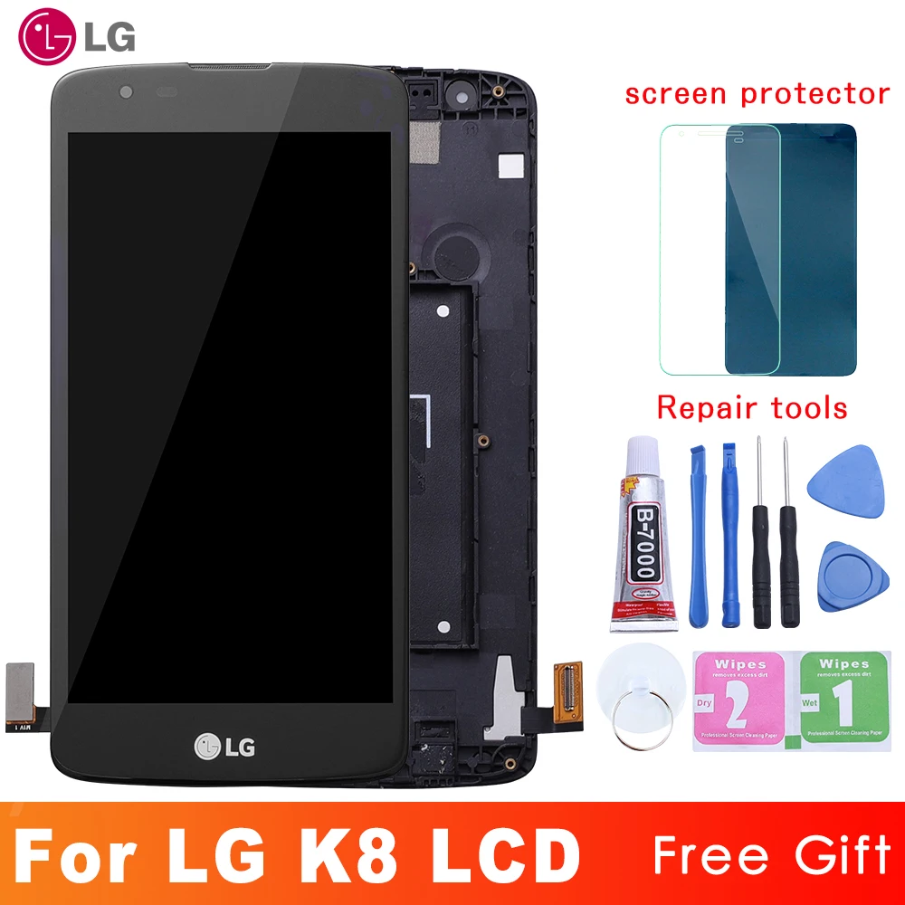 5," lcd для LG K8 LTE K350N K350E K350DS дисплей кодирующий преобразователь сенсорного экрана в сборе с рамкой для LG K8 lcd сенсорный экран