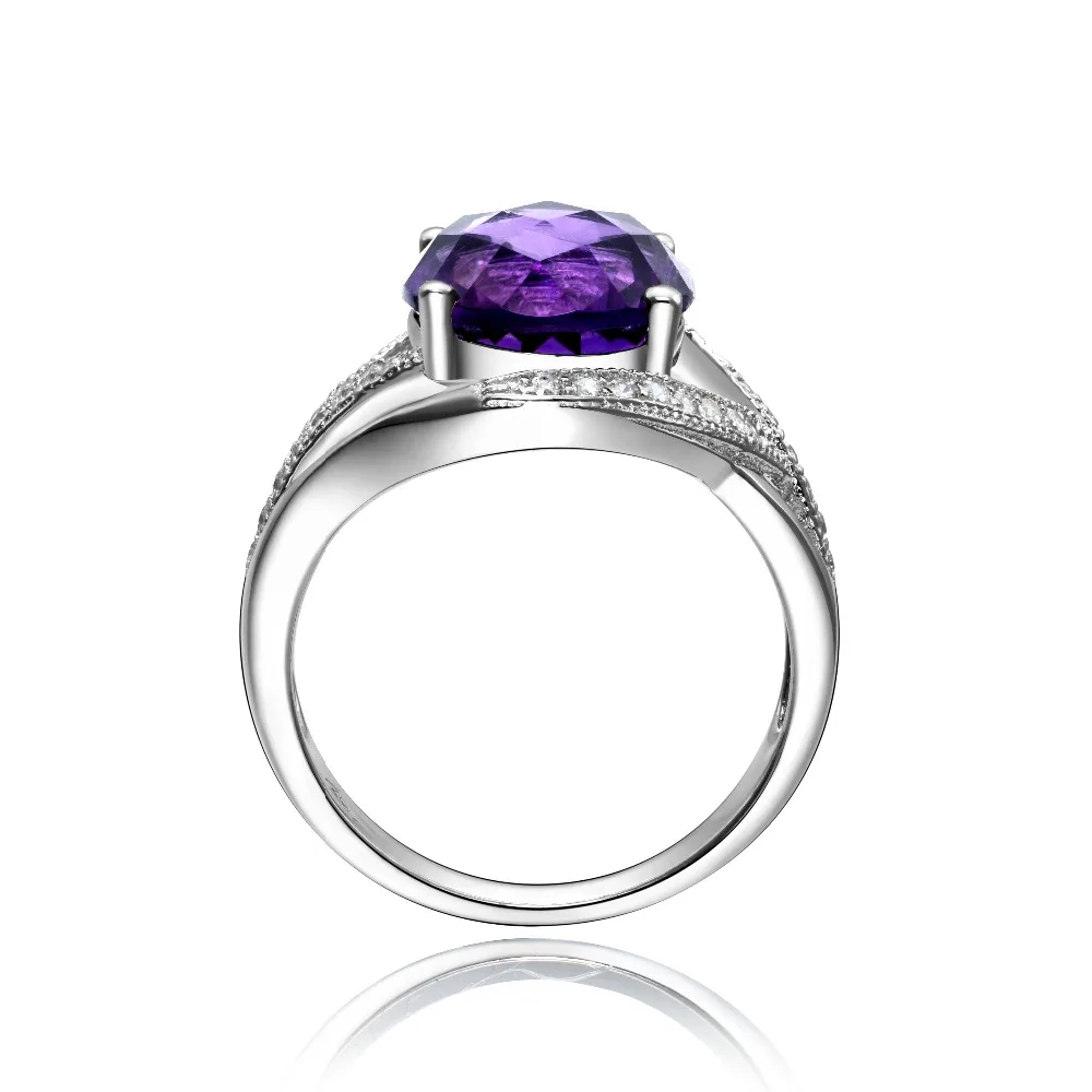 L&zuan Natural 4.71CT Amethyst Rings for Women 925 Sterling Silver Fine Jewelry Cubic Zircons Party Ring Female Accessories