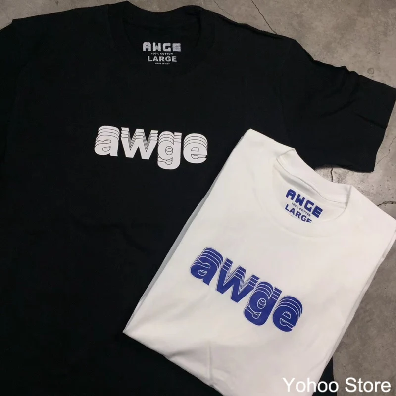 2018SS Новая коллекция Для мужчин футболка AWGE Oversize-футболка женщин 100% хлопок