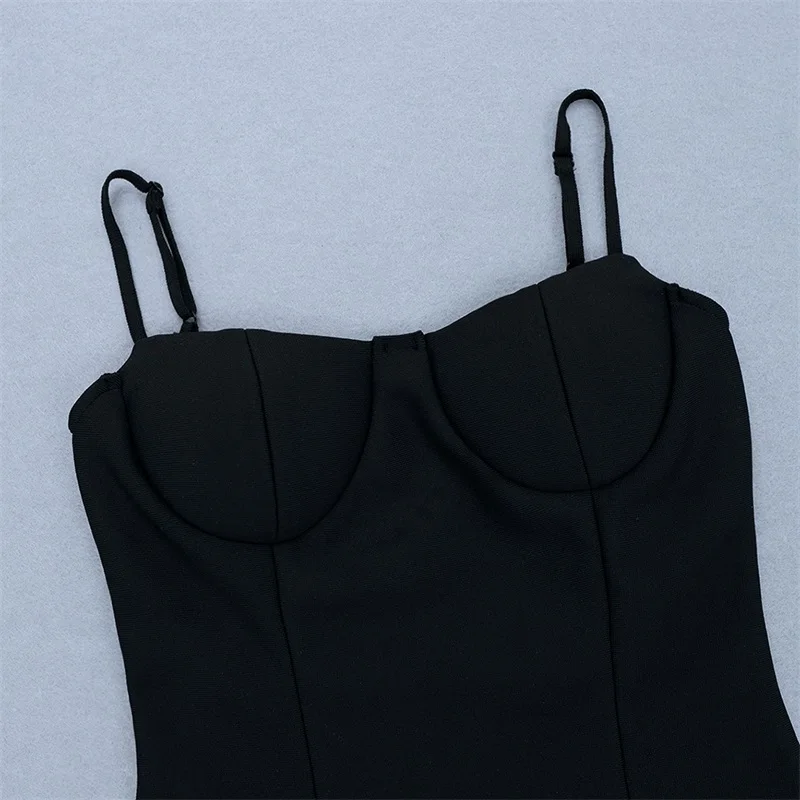 Женское Бандажное платье с бахромой облегающее Клубное на бретелях-спагетти