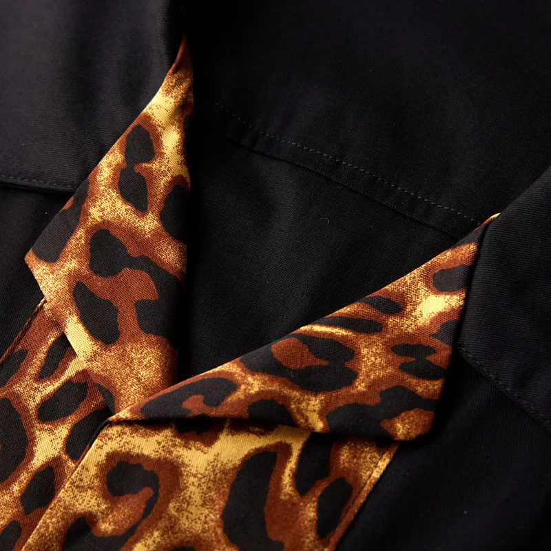 Kcoyster модные рубашки с леопардовым принтом Мужские коротким рукавом