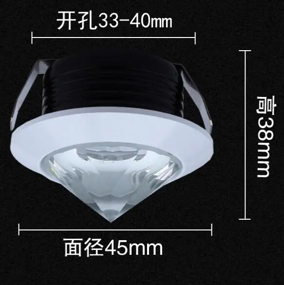 Crystal LED Mini Downlight 110-220V 1W 3W 45MM White Black Golden Silvery Indoor Living Room Bar Decoration Lamp | Лампы и освещение