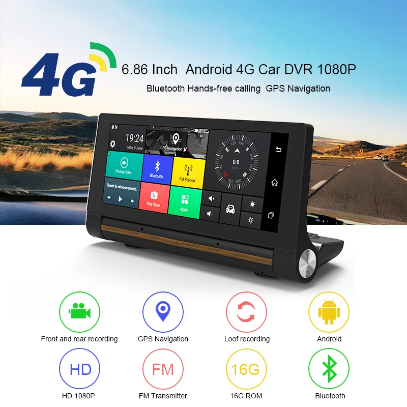 Автомобильный видеорегистратор KEELEAD 6 86 дюйма 4G GPS навигация Android 5 1 с Wi Fi 1080P Bluetooth