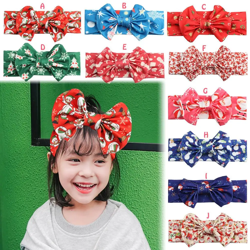 1 шт. Рождественская эластичная повязка на голову с бантиками для новорожденных
