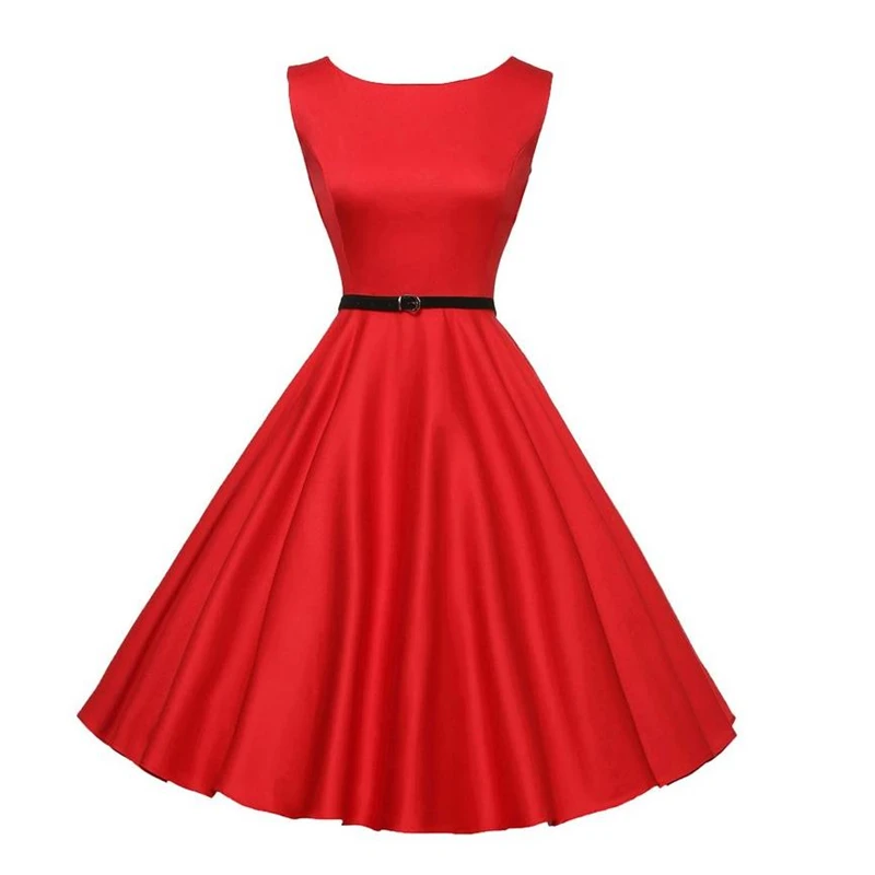 Doreenbow черный красный Винтаж платье Для женщин лето-осень сексуальные o-образным