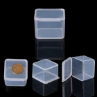 Пластиковые квадратные прозрачные пластиковые контейнеры, коробка для хранения бижутерии, бусин, колец, серег, чехлов, ожерелий, органайзер, Женская настольная коробка для макияжа