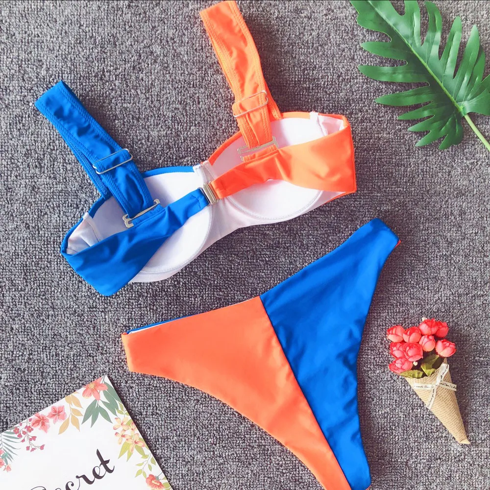 Женский купальник LIVA бикини из двух предметов быстросохнущий с цветными блоками