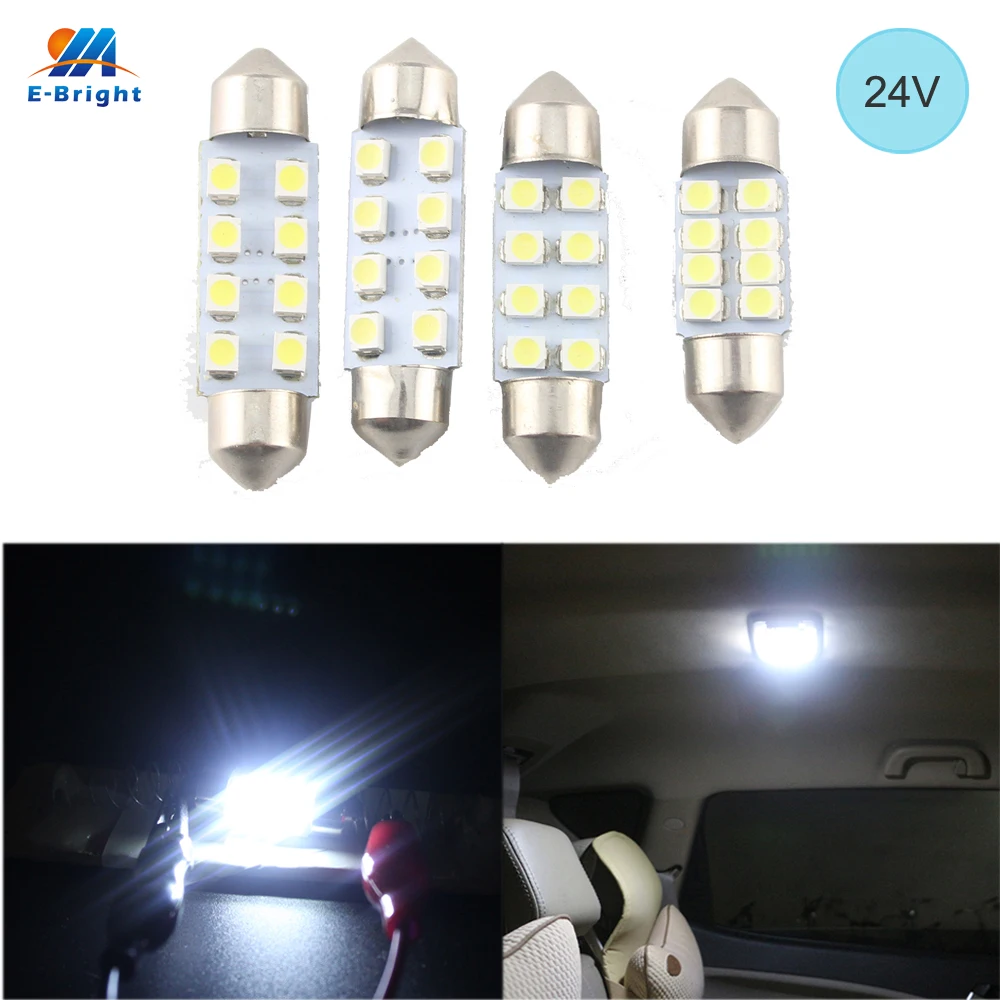 YM E Bright 10 шт. 31 мм 36 39 41 C5W 24 В DC 1210 3528 8 SMD светодиодные лампы для чтения внутренние