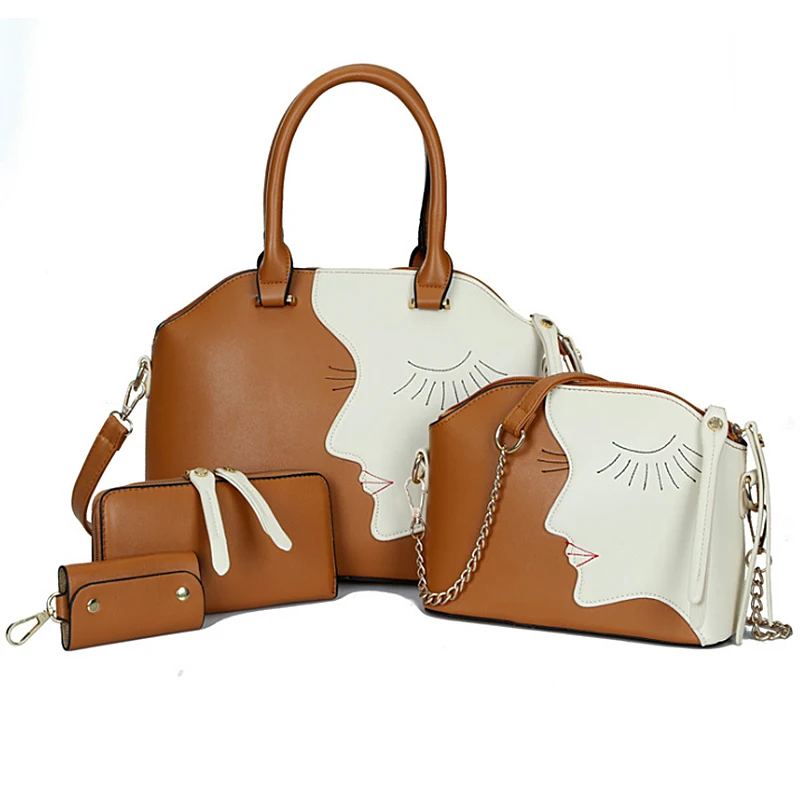 2016 женская кожаная сумка 4 шт. композитные Женские повседневные дорожные сумки