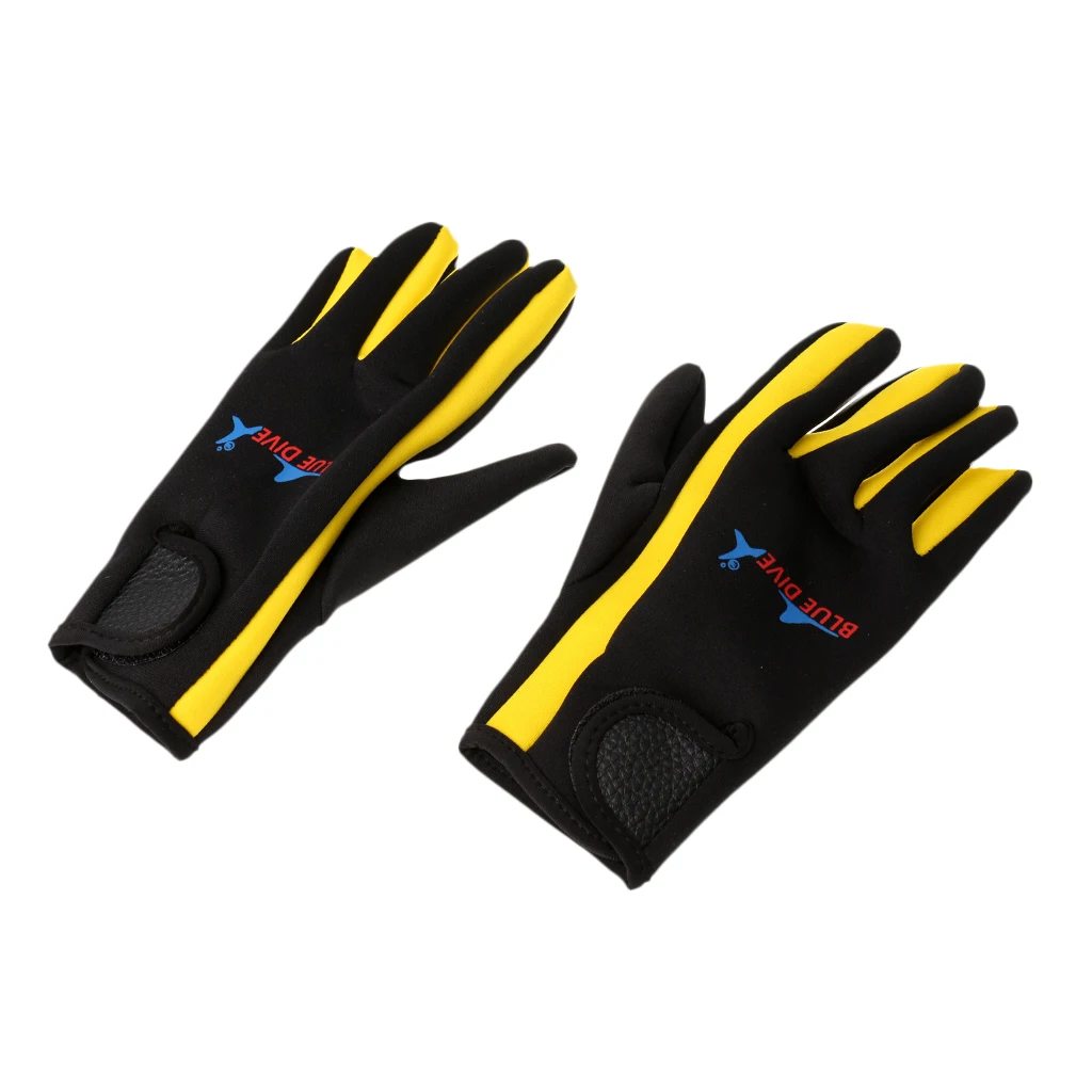 Yellow and Black M 1 пара 1,5 мм неопрен пять пальцев Гидрокостюмы перчатки для дайвинга против царапин противоскользящие удобные прочные Зимние перчатки для плавания - Цвет: Yellow and Black M
