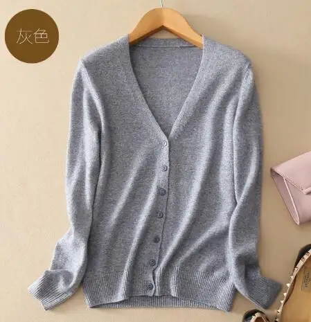 gray v neck SEDUTMO весенний кашемировый свитер размера плюс 3XL вязаный кардиган женский свитер туника с длинным рукавом ED092 - Цвет: gray v neck