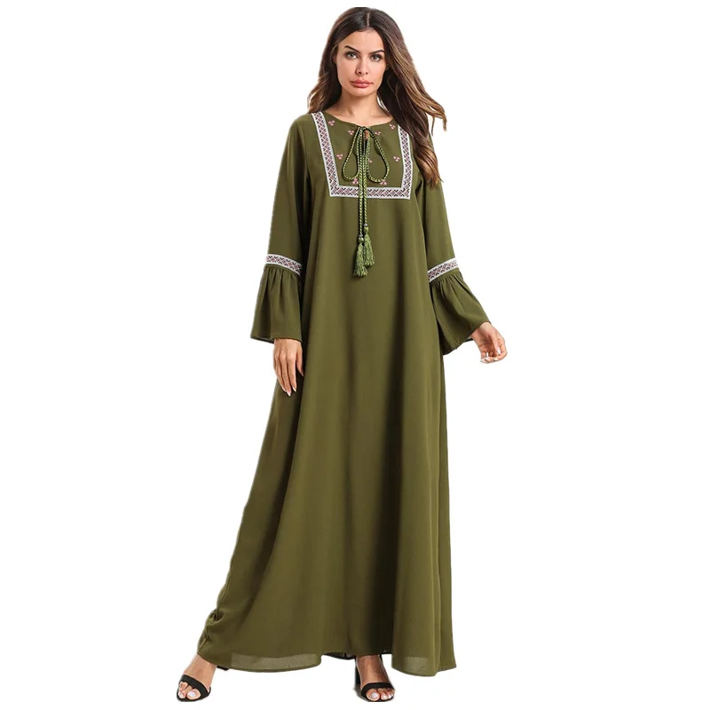 Женское платье макси свободного покроя с вышивкой|Мусульманская одежда| |