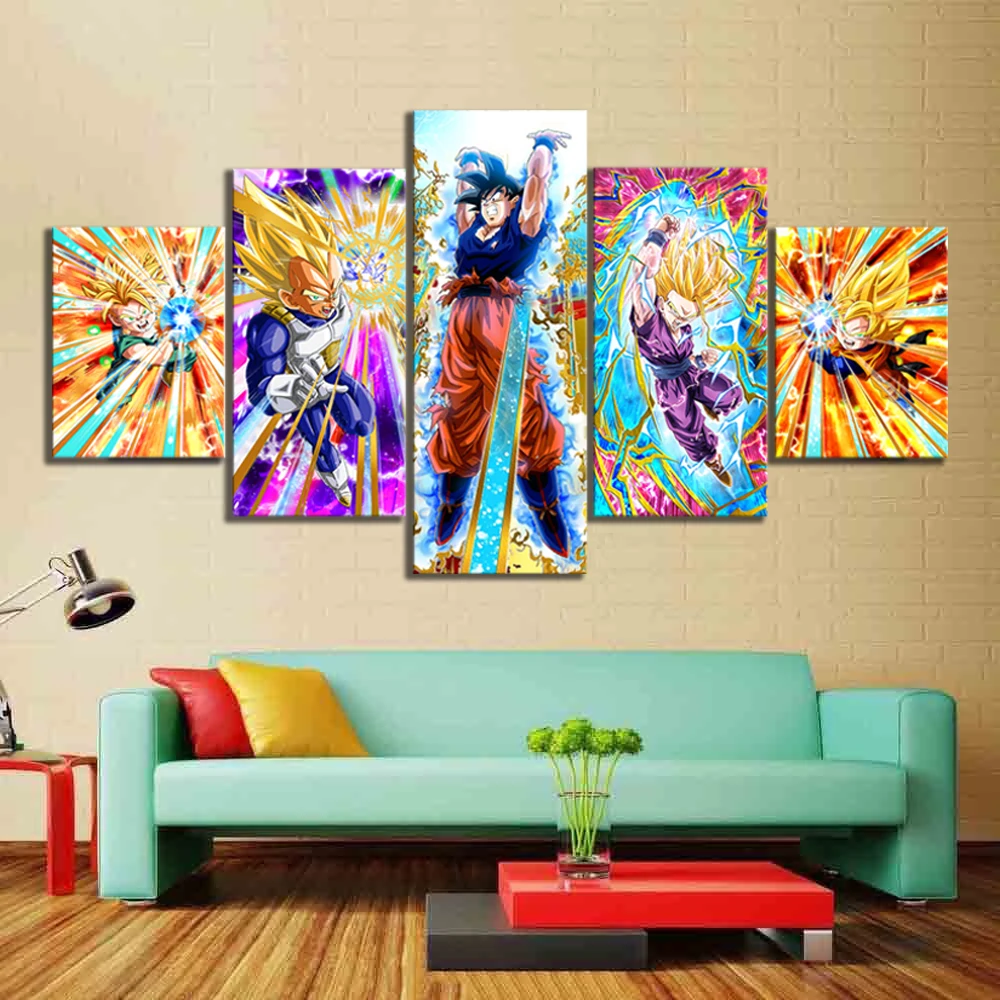 Украшение дома Холст Печатный плакат Жемчуг дракона Супер Saiyan аниме Модульная картина Современная Настенная живопись HD картинки Гостиная
