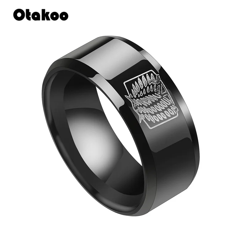 Кольцо Otakoo из нержавеющей стали для косплея болельщиков модное черное кольцо с