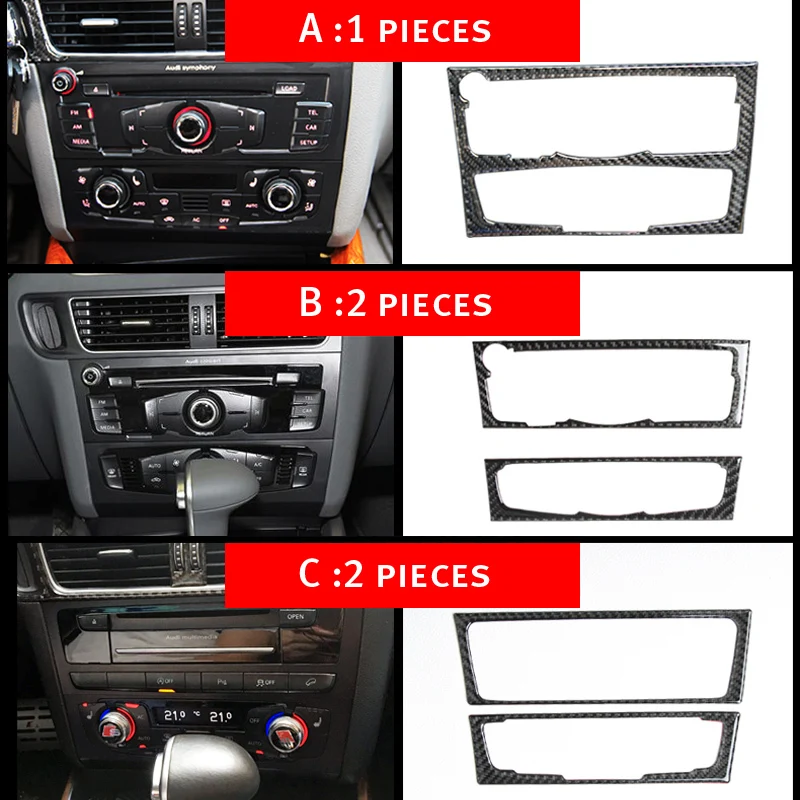Внутренняя Панель управления CD из углеродного волокна отделка для Audi A4 B8 A5 рамка