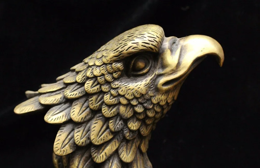 Marked Chinese Fengshui Bronze Brass eagle king of birds Hawk Head Bust Statue | Дом и сад