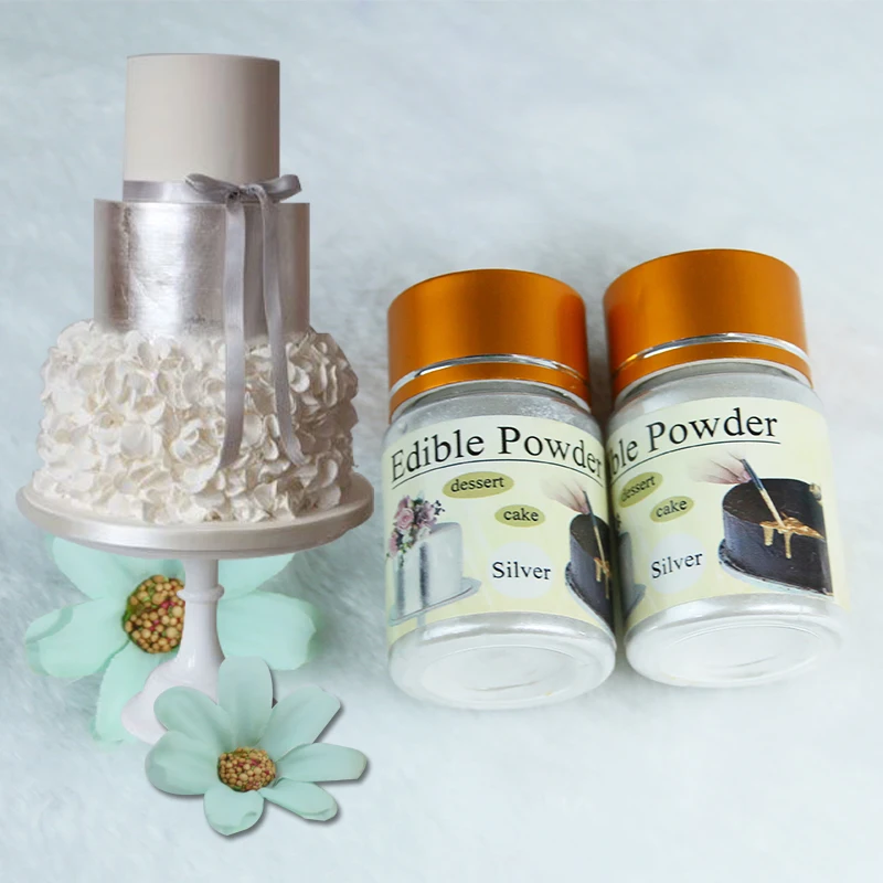 10 г в одной бутылке серебряный пищевой порошок цвет для украшения шоколада и