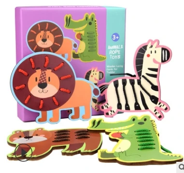 Фиолетовый 4 шт./кор. деревянный Животные фрукты резьбы игра Montessori Игрушки для раннего обучения деревянные настольные игрушки головоломки игры игрушка в подарок - Цвет: Фиолетовый
