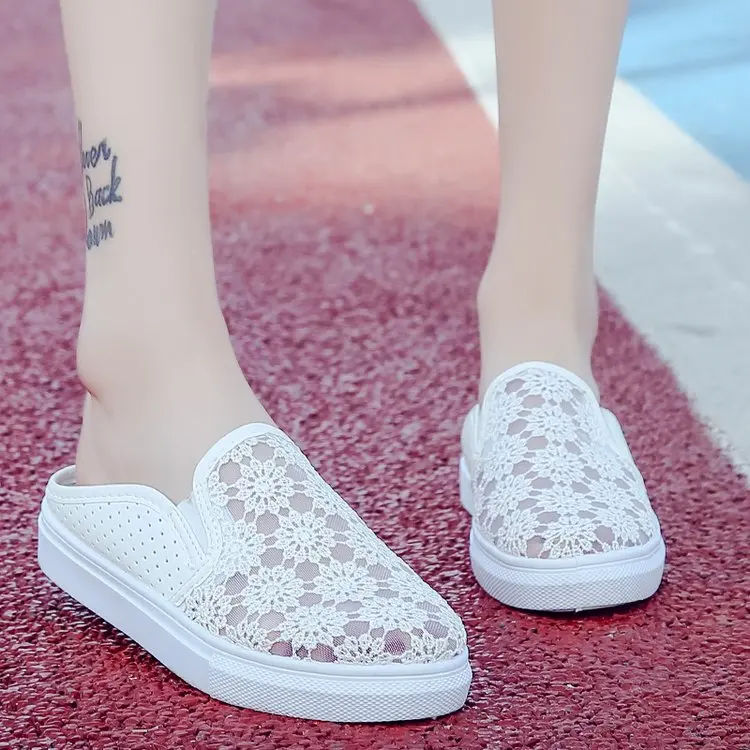 

Summer Women Flat Platform Shoes Woman Comfortable Breathable Sweet Flats Women's Casual Mesh Lace Pattern Shoes