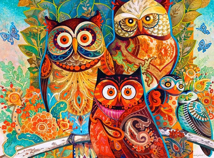 PUZZLE 1000 PIECES MOMEMO Сова семейная головоломка 1000 штук деревянная мозаика паззл для взрослых цветная абстрактная картина головоломка для детей обучающая игрушка подарок - Цвет: PUZZLE 1000 PIECES