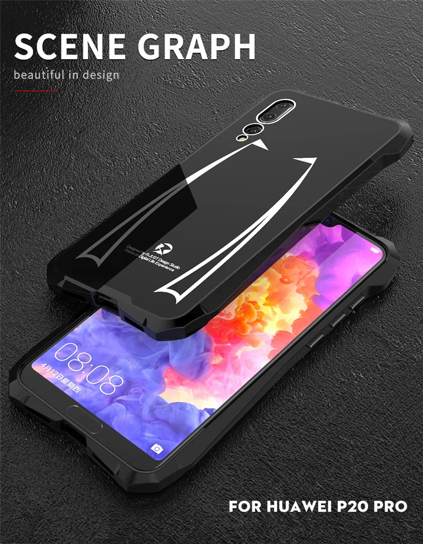 R-JUST, темный плащ, металлический бампер для huawei P20 lite, чехол-броня, алюминиевый акриловый чехол-держатель для huawei P20 Lite/Pro