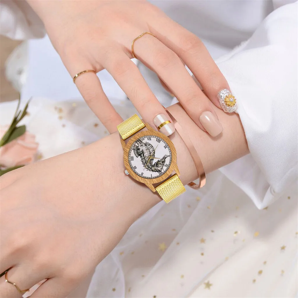 Модные часы женские роскошные деревянные зерна наручные стекло для часов