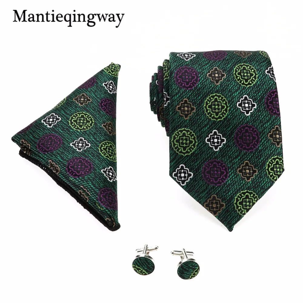 Mantieqingway 20 цветов галстук Hanky запонки наборы для мужчин полиэстер Пейсли Цветочные шеи галстук мужской, карманный, квадратный платок