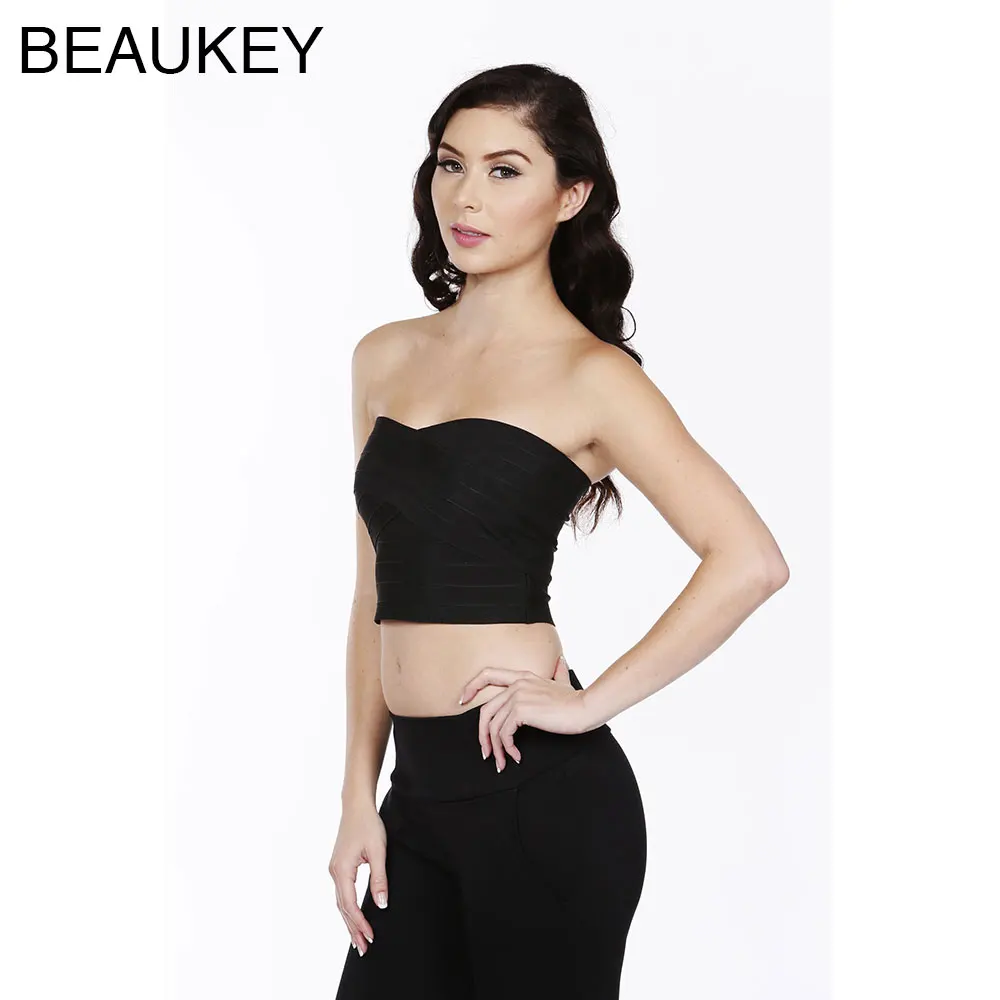 Женский Короткий Топ без бретелек черный красный телесный 2015|fashion service|fashion women