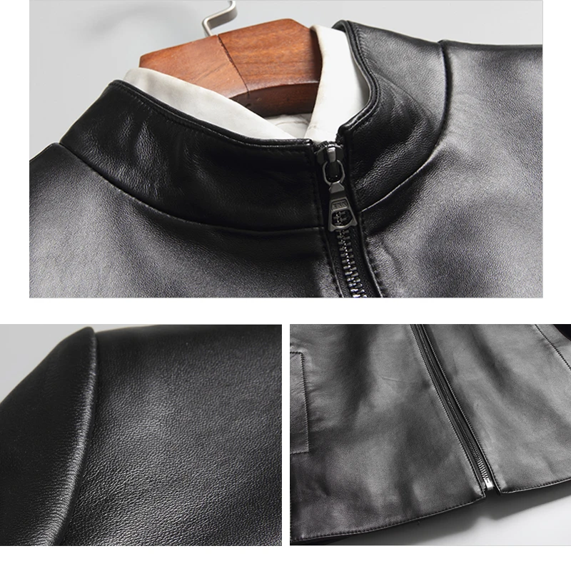Autumn New Leather Genuine Jacket Men Simple Casual Business Leather Jacket Sheepskin Male Luxury Fashion jaqueta de couro