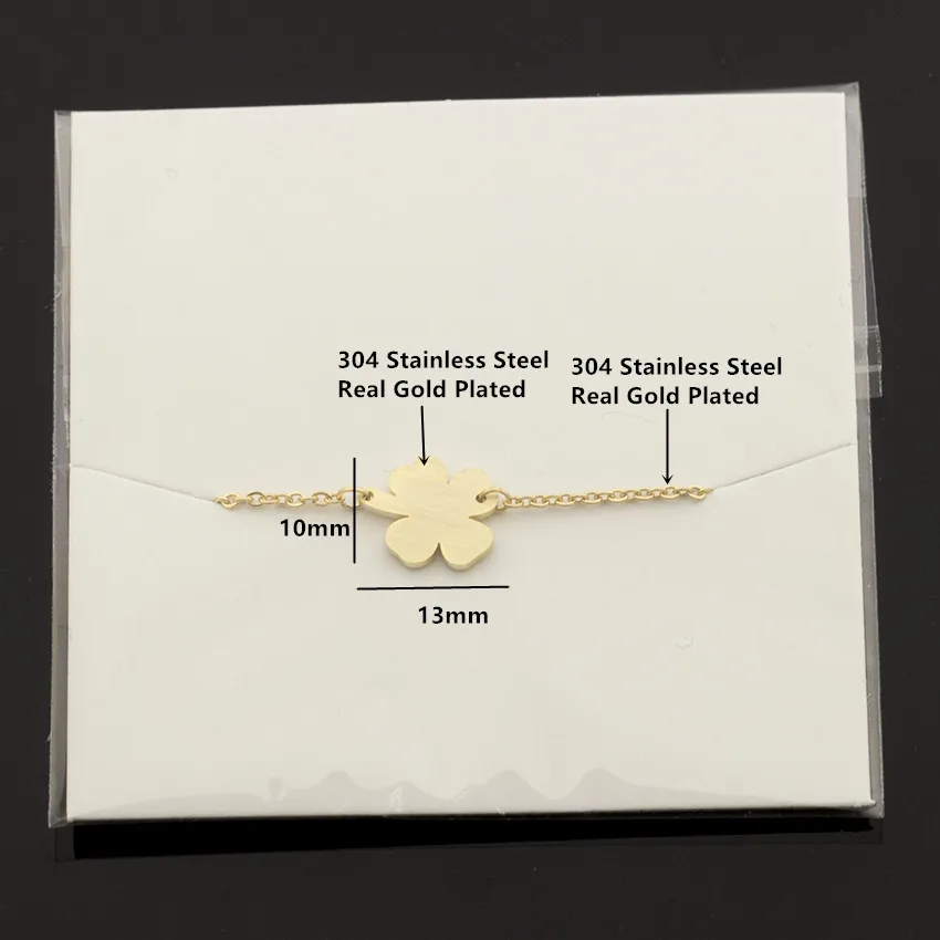 Женский браслет из нержавеющей стали с четырьмя листьями удача Bff ювелирное