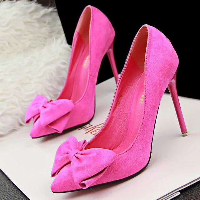 Hot Pink Пикантные женские туфли на высоком каблуке; модные женские туфли-лодочки с бантом; женские свадебные туфли на каблуке; женские туфли на шпильке; AU - Цвет: Hot Pink