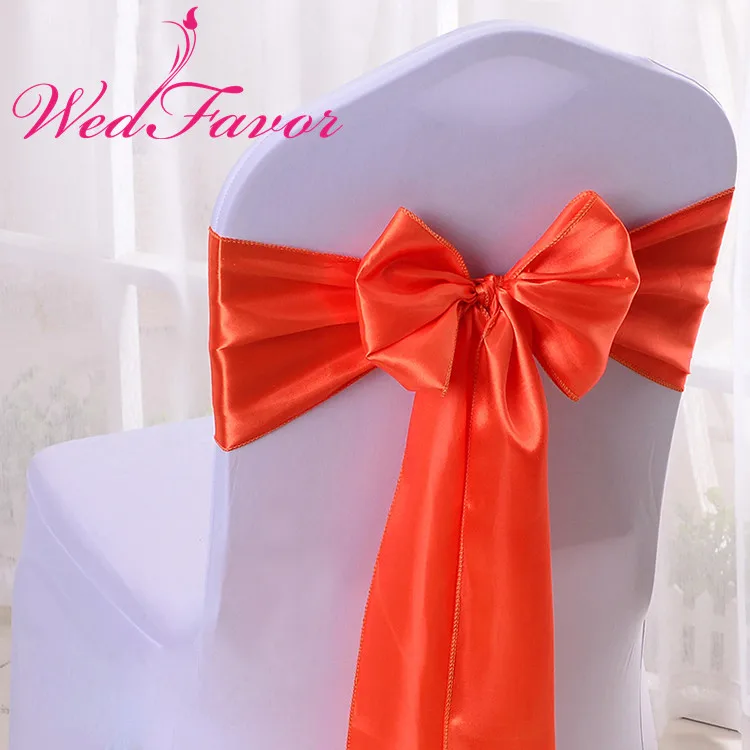 Orange WedFavor, 100 шт, изумрудно-зеленый бант на свадебный стул, галстук-бабочка, атласные пояса для стула, вечерние, банкетные, праздничные, гостиничные украшения - Цвет: Orange