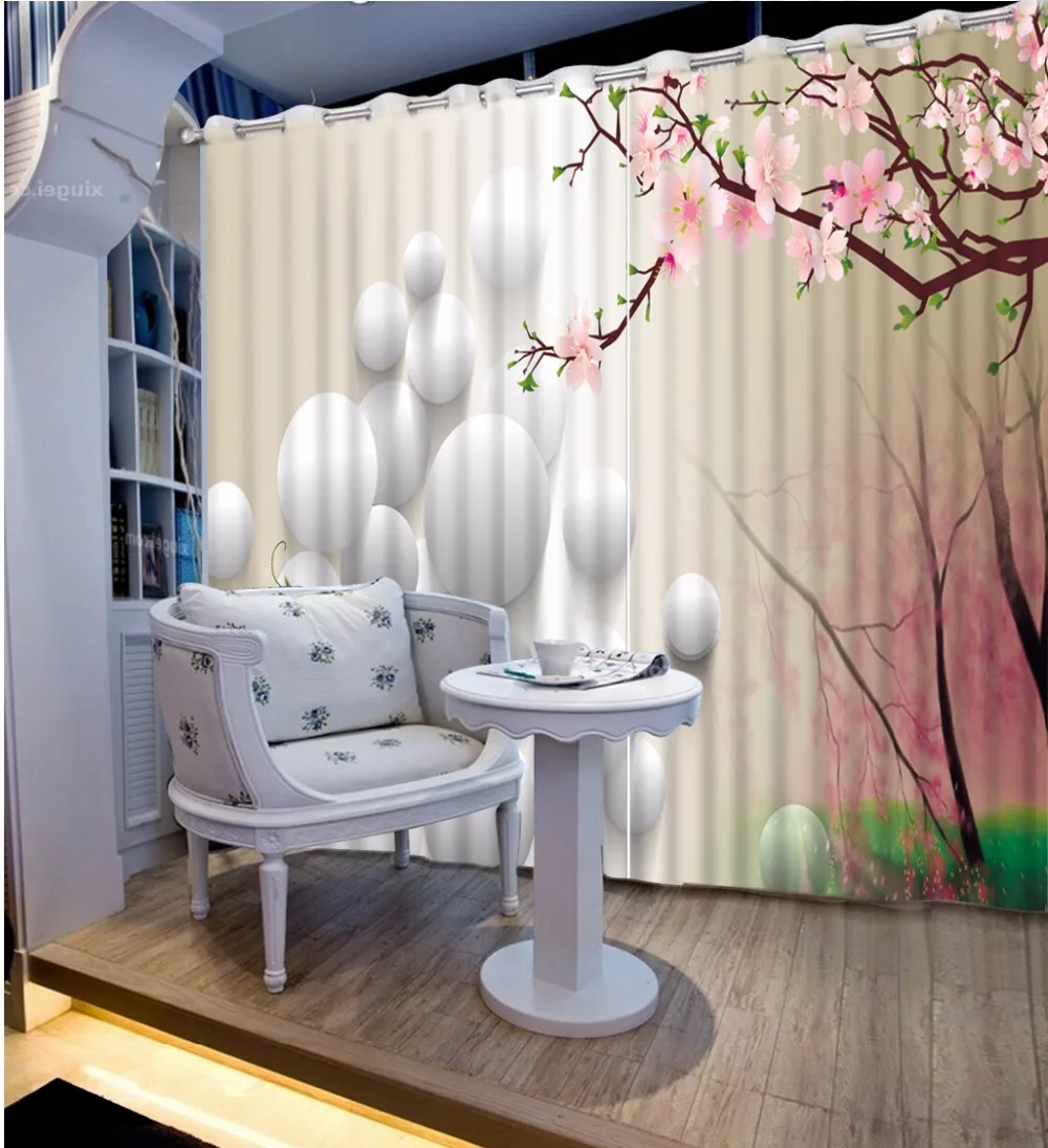 

Modern Blackout Window Curtain Balls of flowers Curtains Shade Blinds for Bedroom Decoration Cortinas Blackout