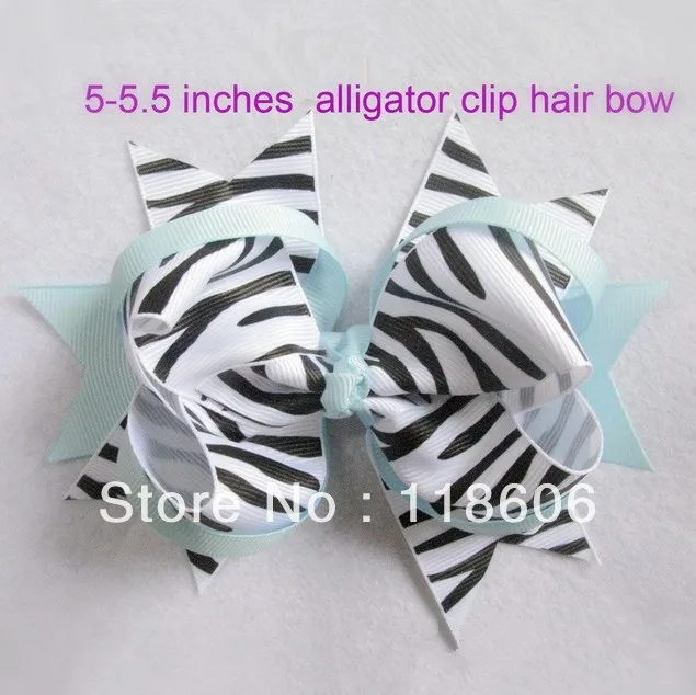 50 шт./лот Бирюзовый синий Зебра Печать волос BowFree доставка|hair baber|printed noveltiesprinting water