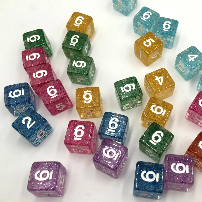 Rollooo кости 10 шт./компл. блестящие D6 цифровые Rpg кости|Кубики| |