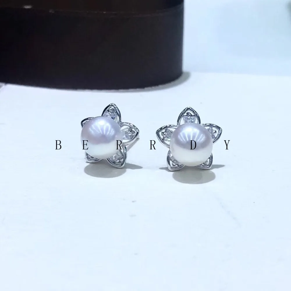 Серьги из стерлингового серебра 925 пробы фурнитура серьги-гвоздики Настройки крепления частей крепления для жемчуга Агат коралловые бусины камни